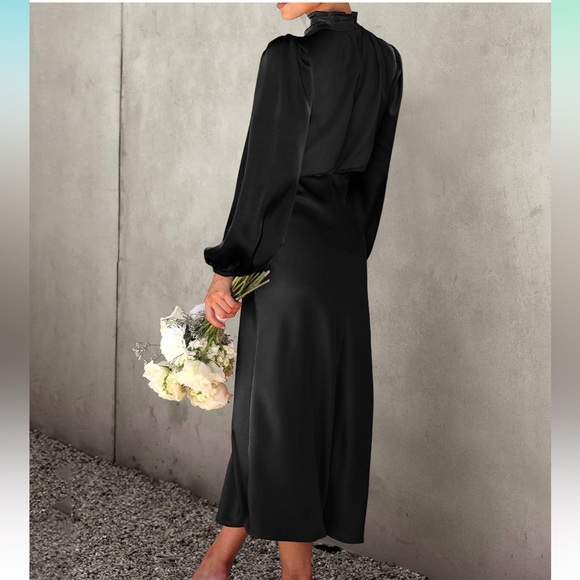 Mock Neck Silk Formal Dress - Picture 2 of 2